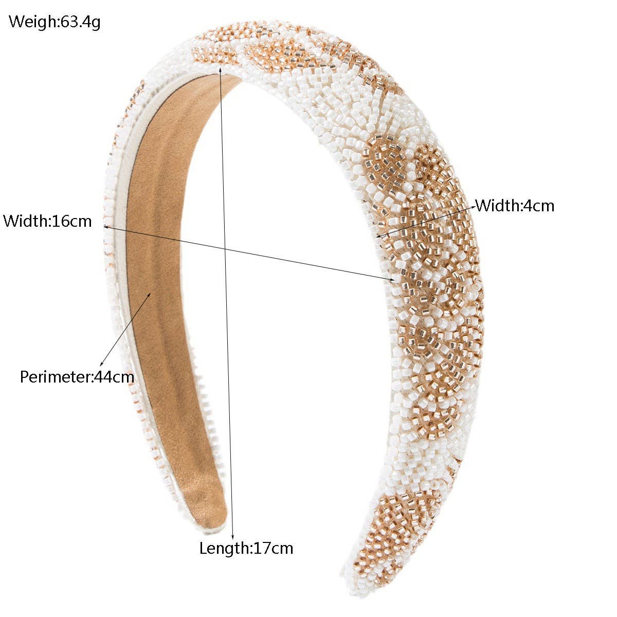 HAND-SEWN RICE BEAD FLOWER HEADBAND