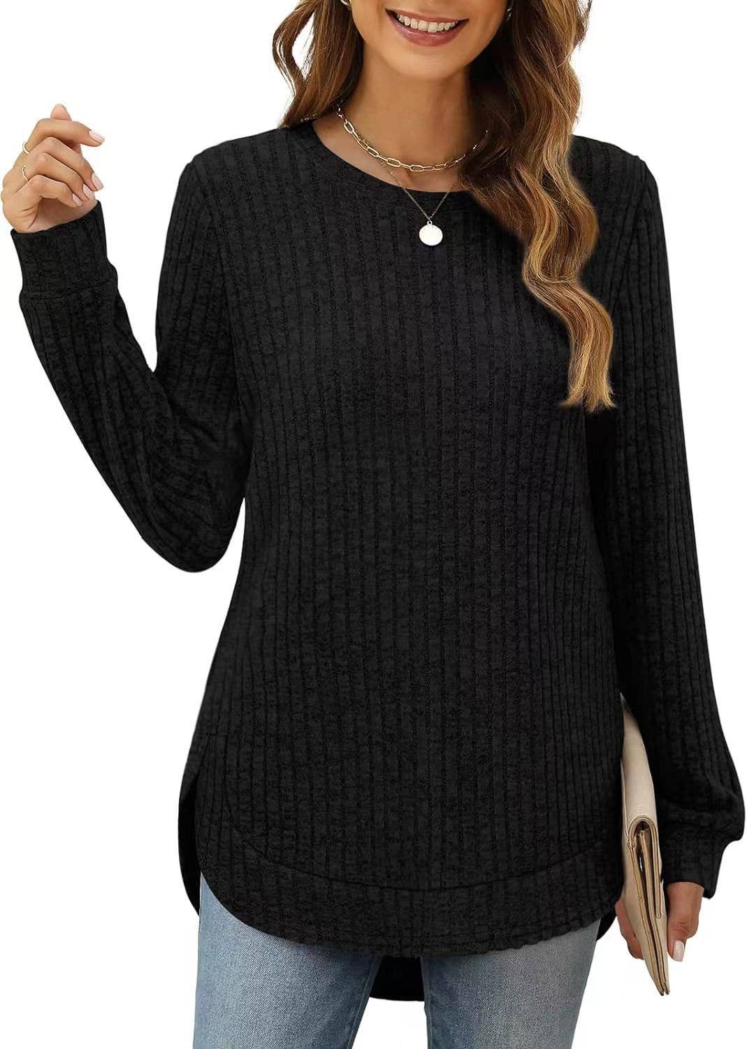 SOLID COLOR ROUND NECK LONG SLEEVE BRUSHED SHIRT