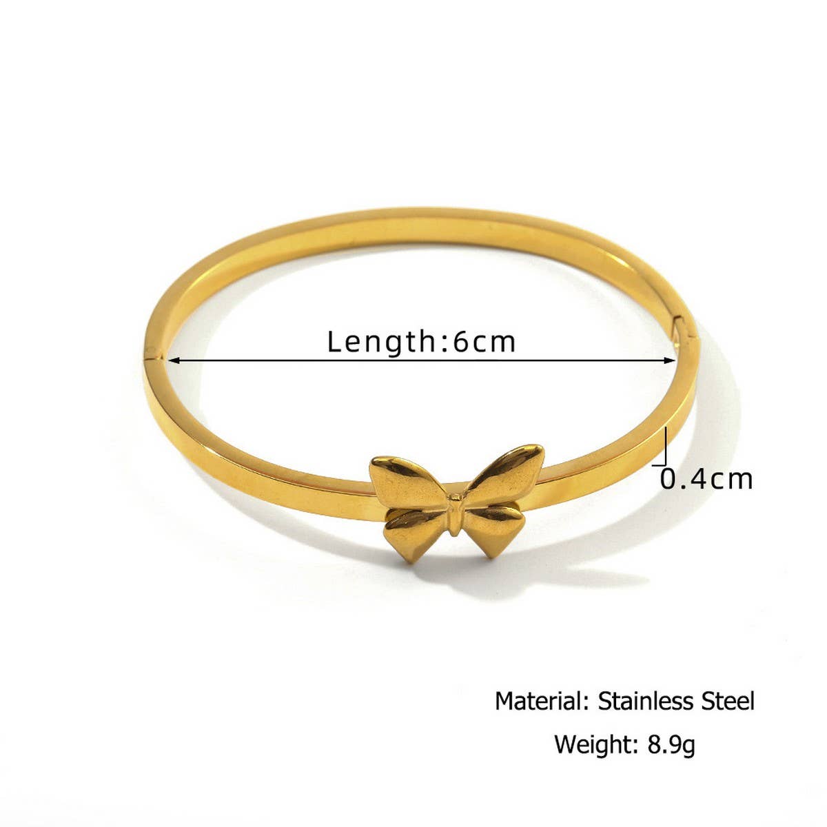 18K Butterfly Cuff Bracelet in Stainless Steel_CWAJE4607