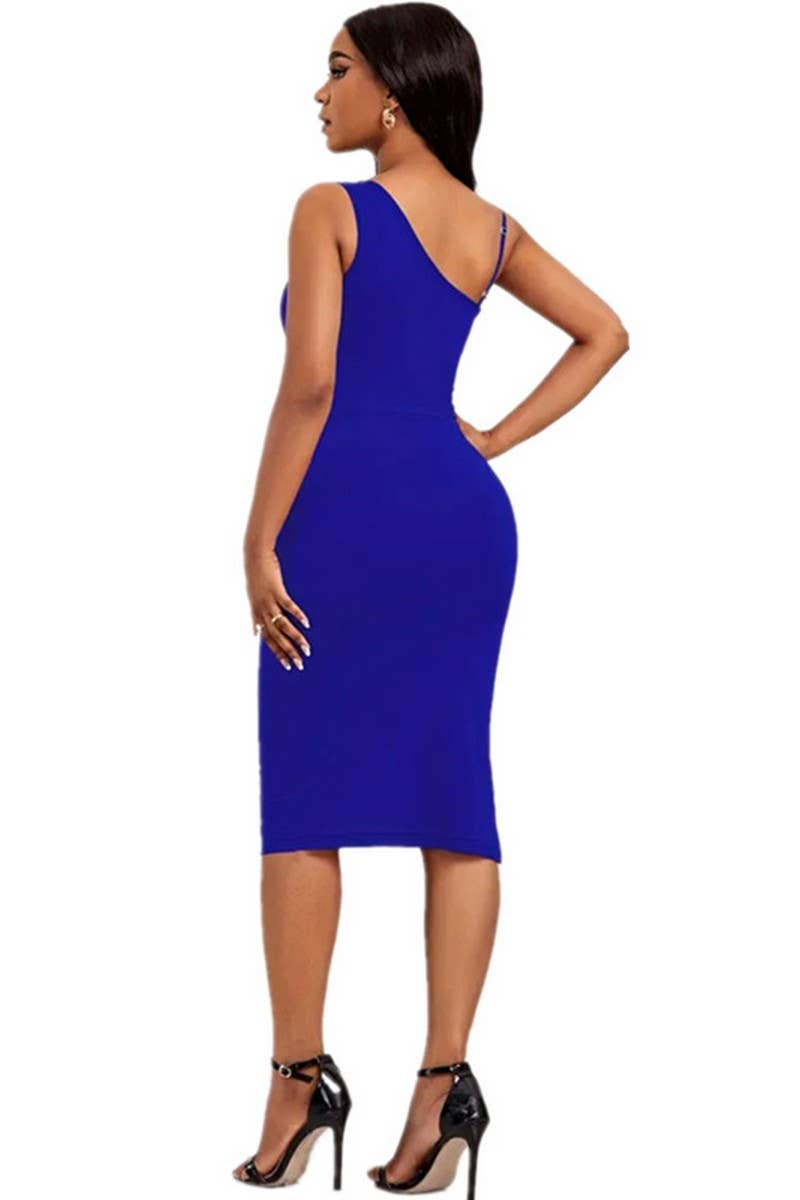 CWDSD7145_SOLID COLOR SEQUIN BELT EVENING GOWN DRESS