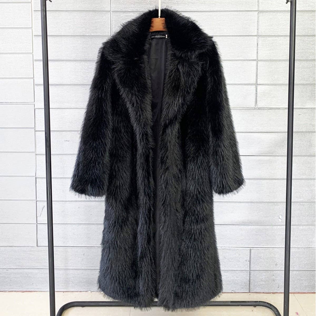 Long Faux Fur Coat Women Winter Lapel Jacket