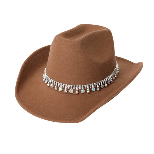 Unisex Western Cowboy Hat with Colorful Rhinestones_CWAH3644