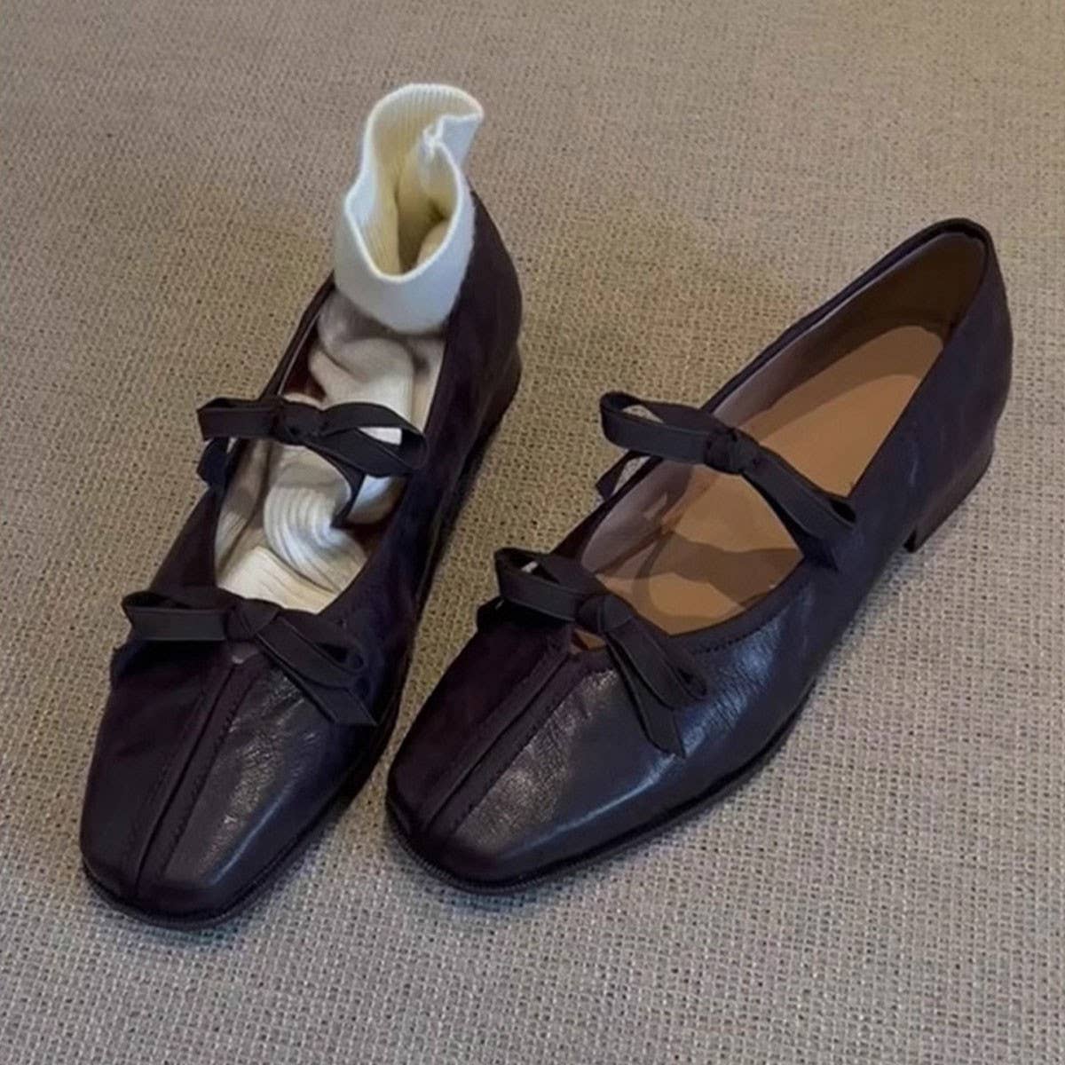 Lambskin Ballet Flats with Bow Detail