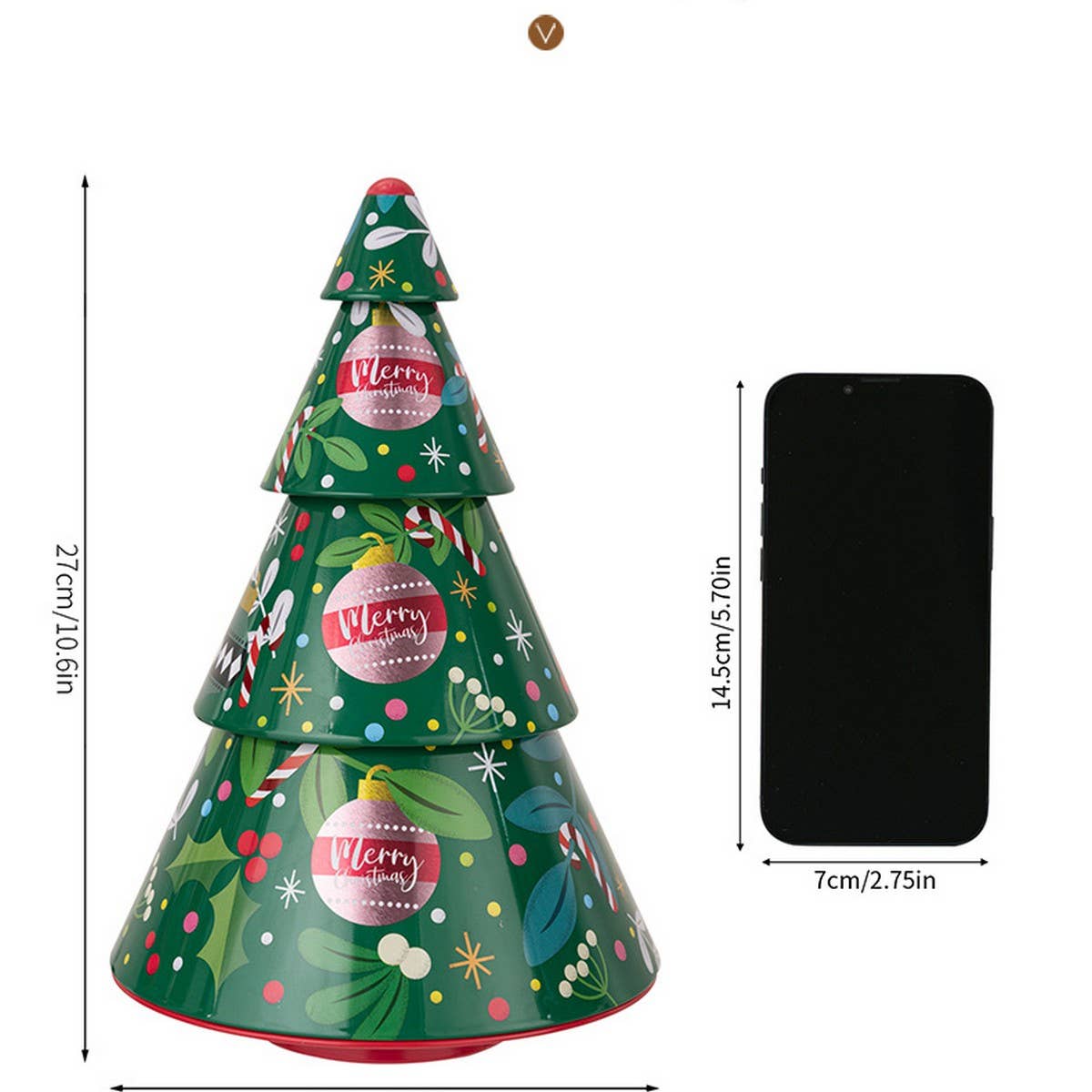CWMM10291_GREEN CHRISTMAS TREE TIN CANDY COOKIE BOX