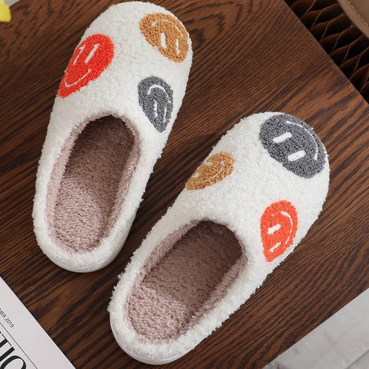 WINTER SMILING FACE PATTERN COTTON SLIPPERS