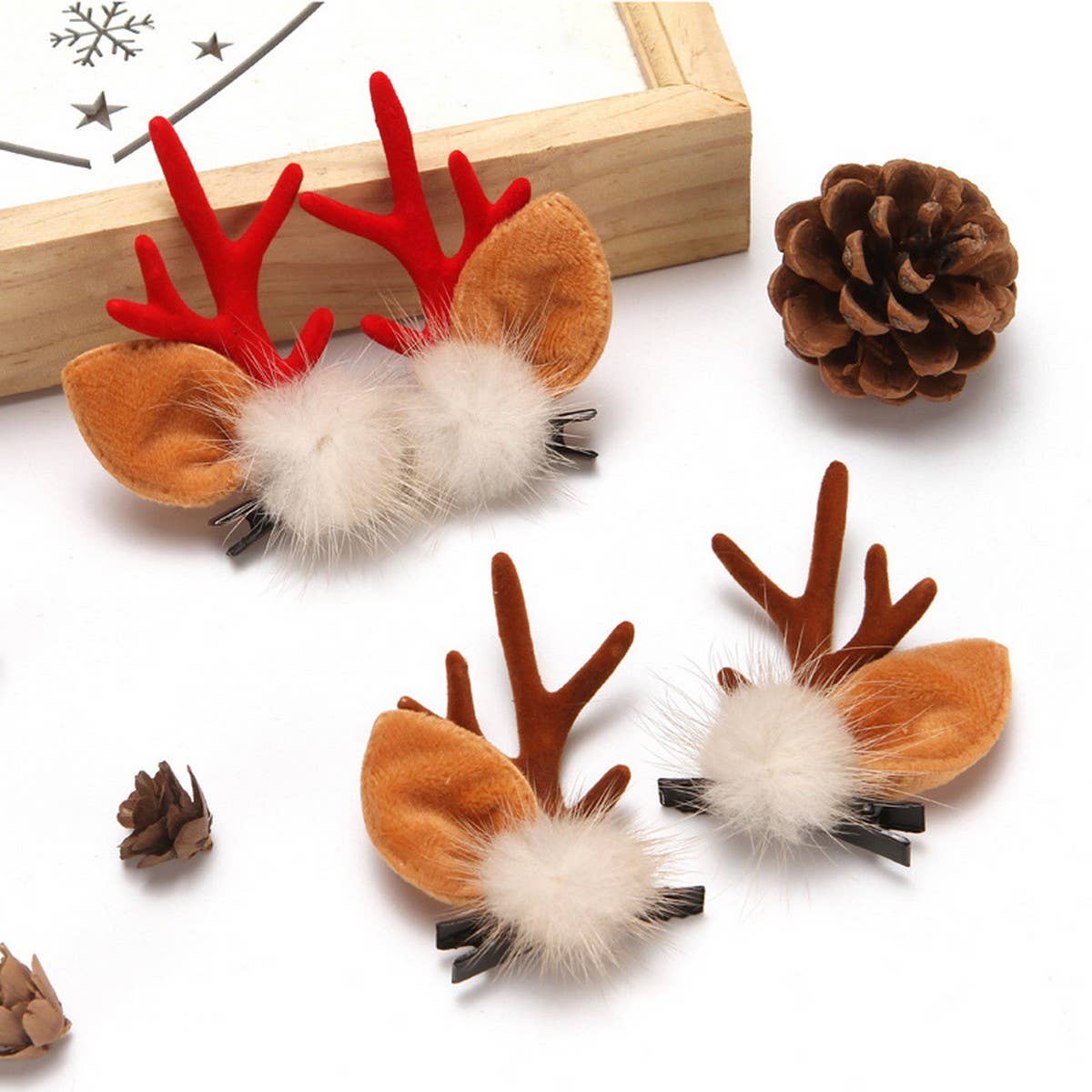 CHRISTMAS CUTE ELK ANTLER HEAD ORNAMENT HAIRPIN