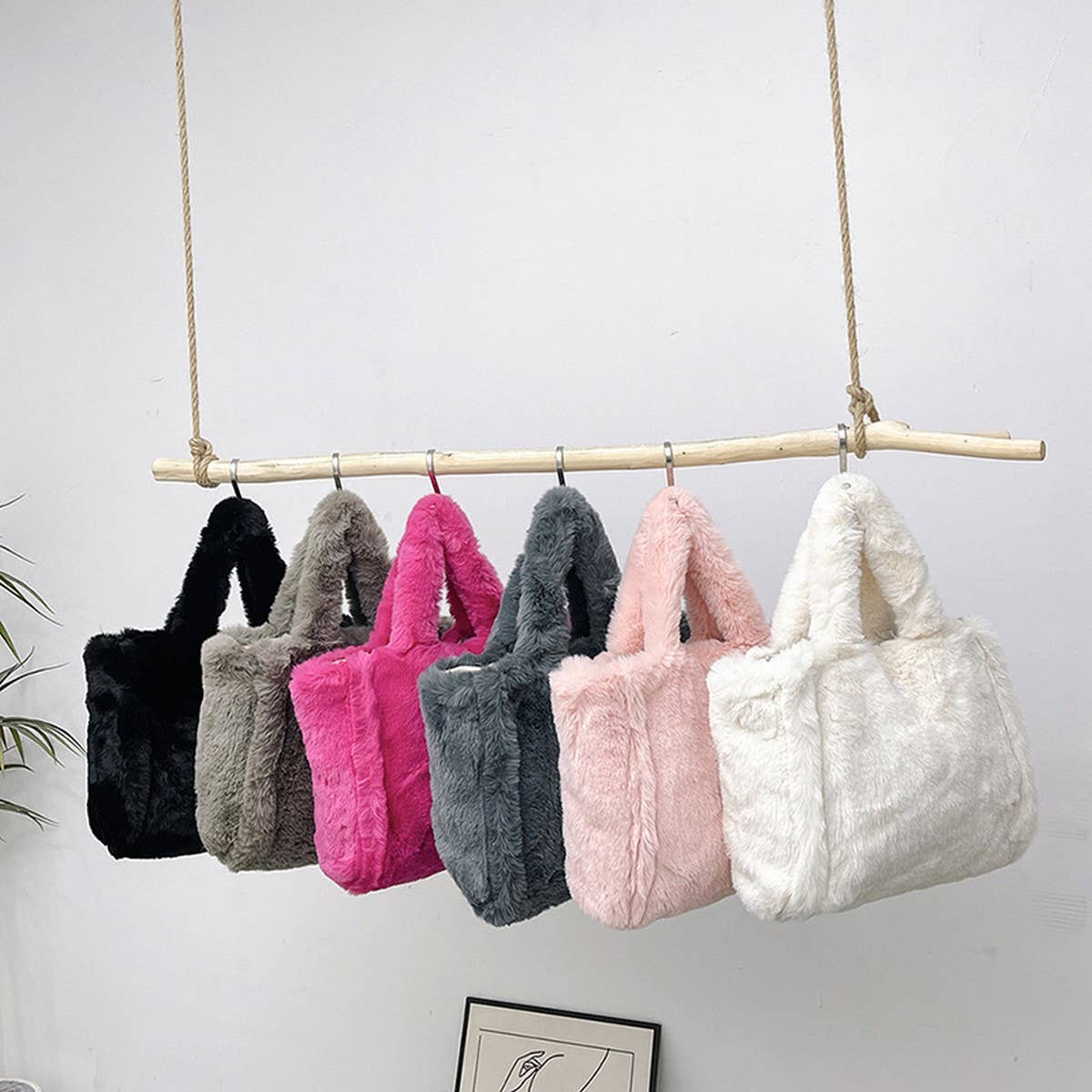 WINTER SIMPLE UNDERARM BAG HANDBAG PLUSH BAG_CWAB3971