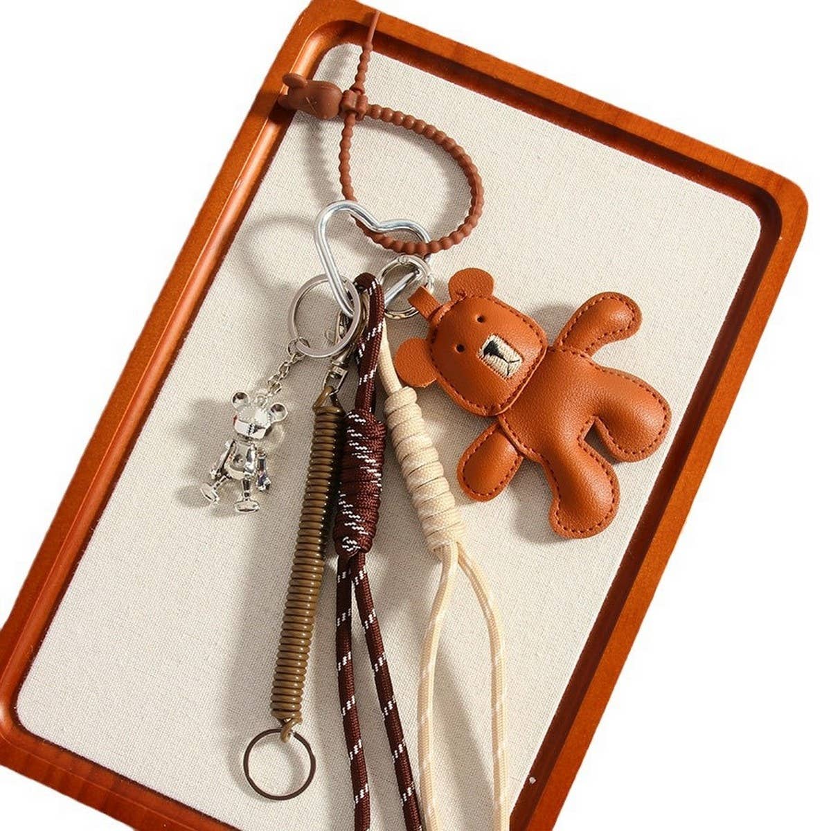 Movable Brown Bear Keychain ? Faux Leather & Alloy