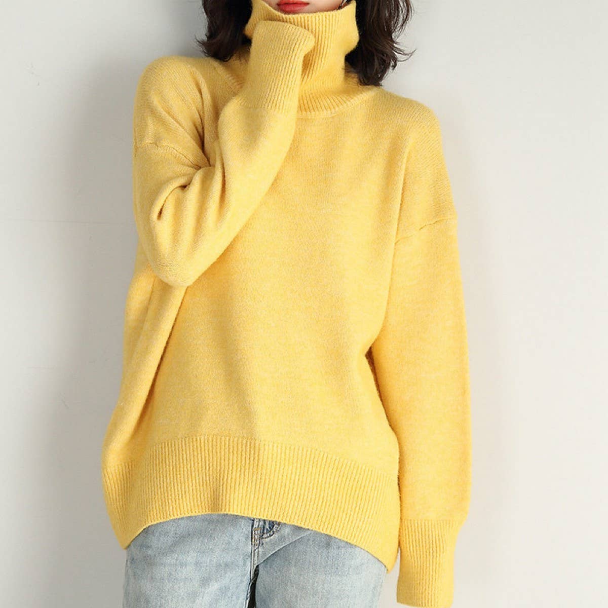 Women's Solid Turtleneck Knit Sweater