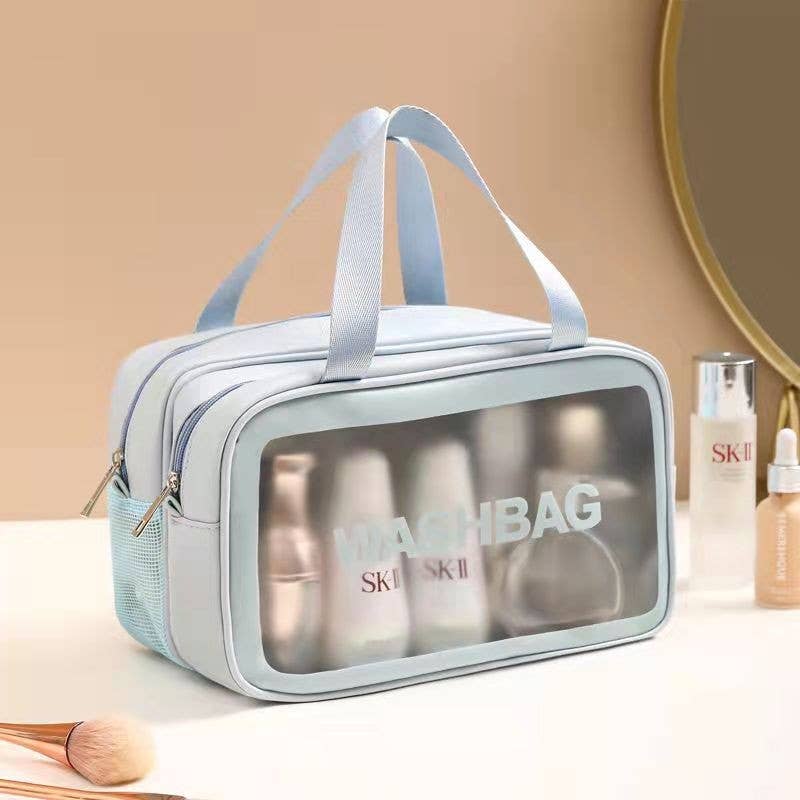 PU dry-wet double-layer separated cosmetic bag