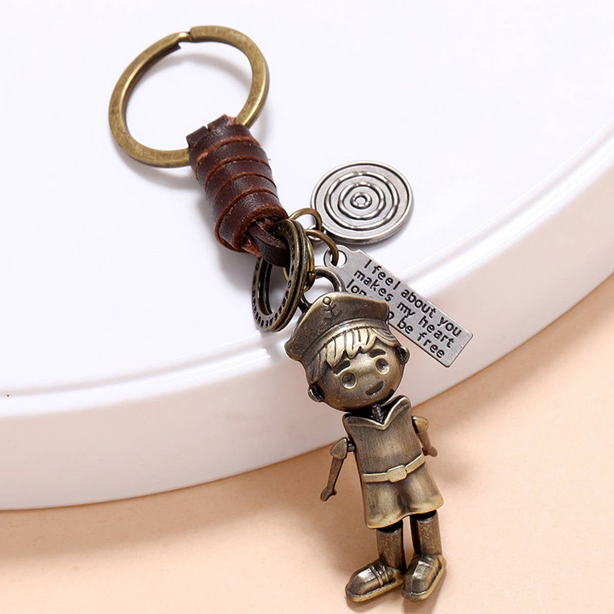 VINTAGE HAND-WOVEN ROBOT COWHIDE KEYCHAIN