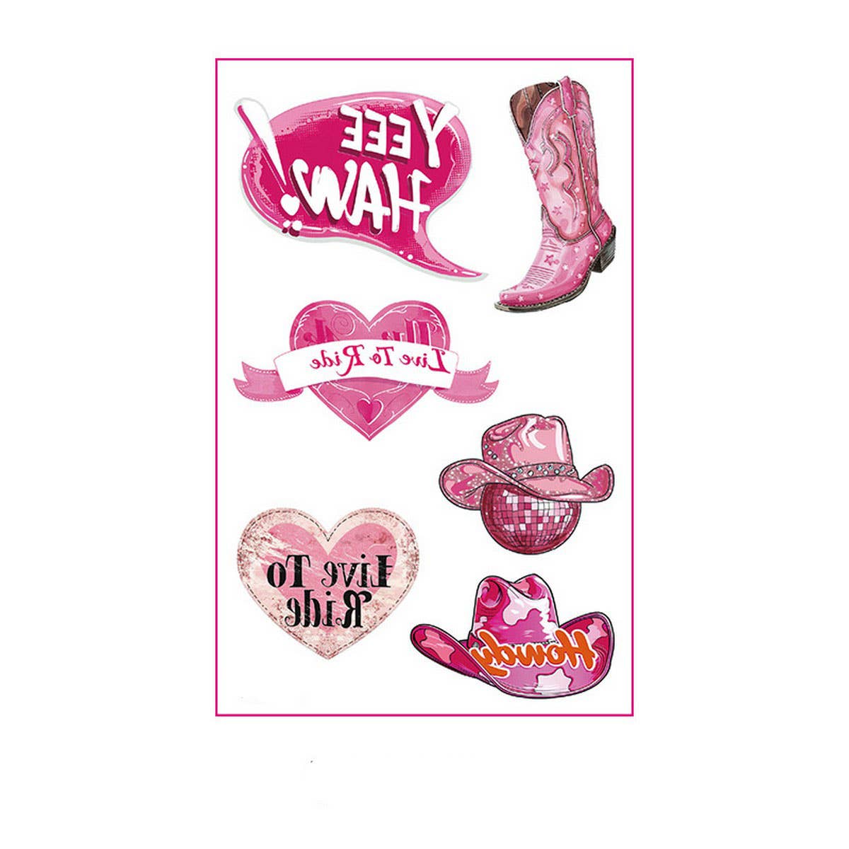 Pink Cowboy Girl Tattoos ??Waterproof Bachelorette_CWMM8383