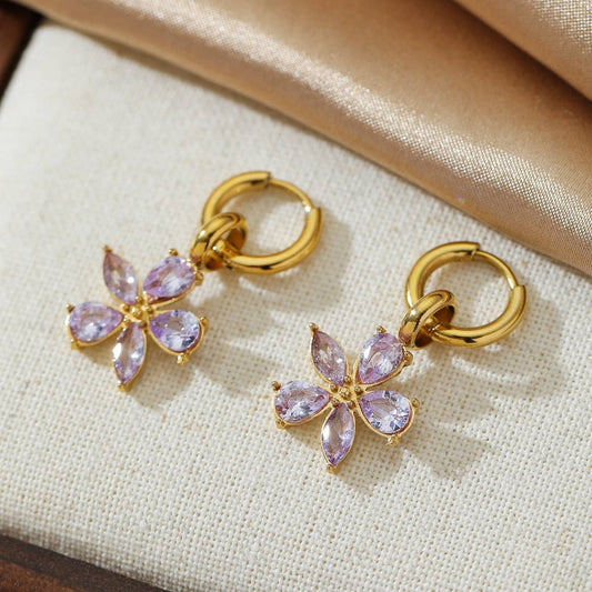 LIGHT LUXURY SIMPLE ZIRCON FLOWER EARRINGS
