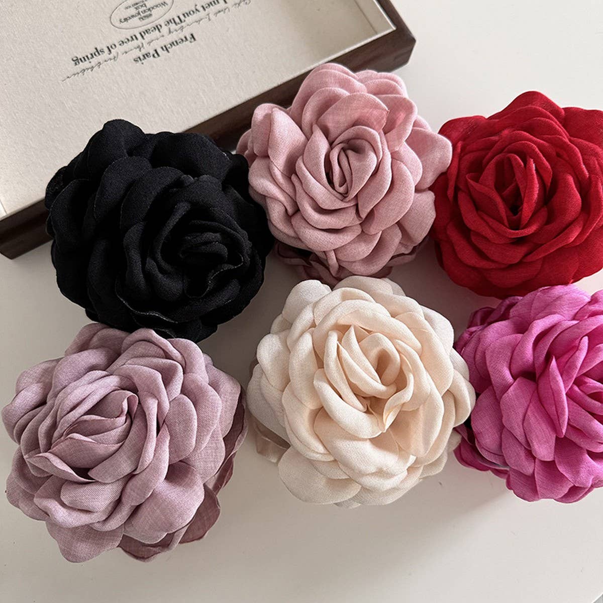 RETRO TEMPERAMENT ROSE FLOWER CLIP FOR WOMEN