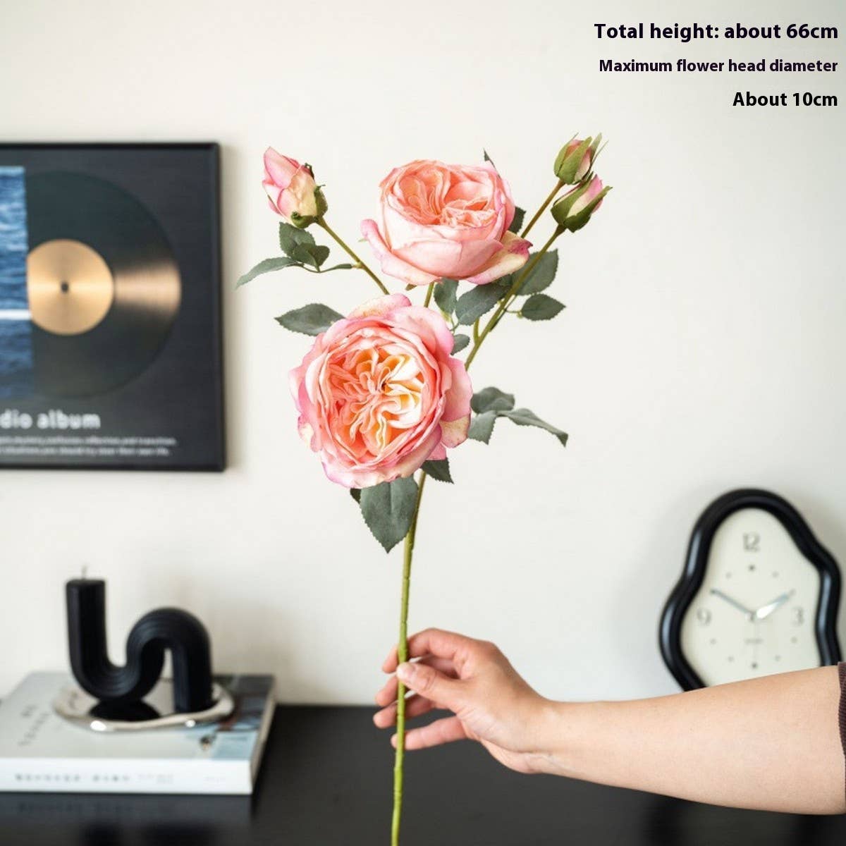 Multi-Head Burnt Edge Austin Rose Faux Bouquet