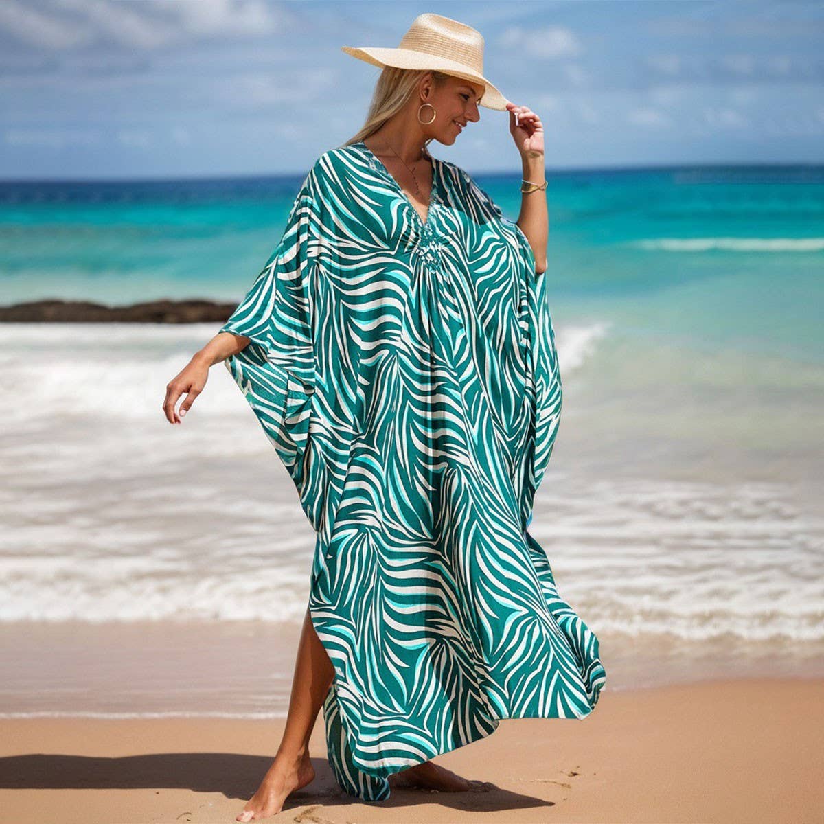 Rayon Beach Cover-Up with Handwoven Chest Detail_CWMM6157