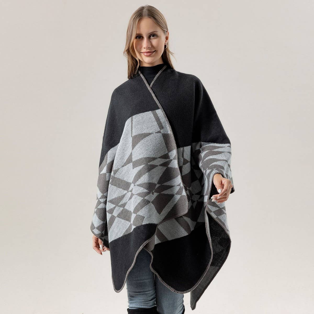 CAPE JACQUARD KNITTED SCARF WARM SHAWL_CWASC2250