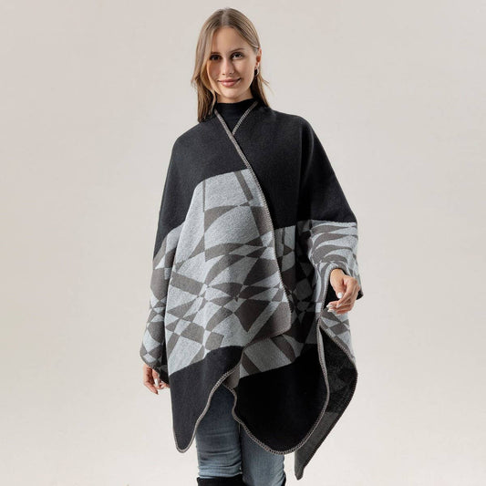 CAPE JACQUARD KNITTED SCARF WARM SHAWL_CWASC2250