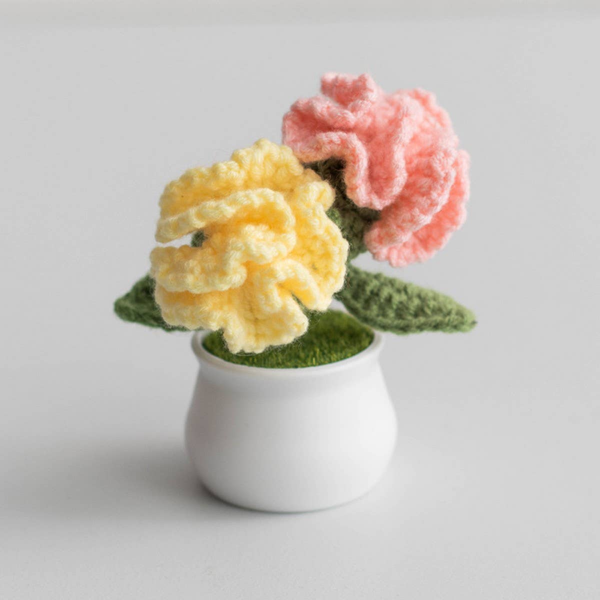 CWMM9282_HAND-KNITTED DOUBLE-HEADED CARNATION POTTED PLANT