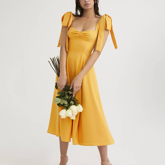 BACKLESS SEXY CHIFFON LONG SKIRT WITH BIG TRAIN