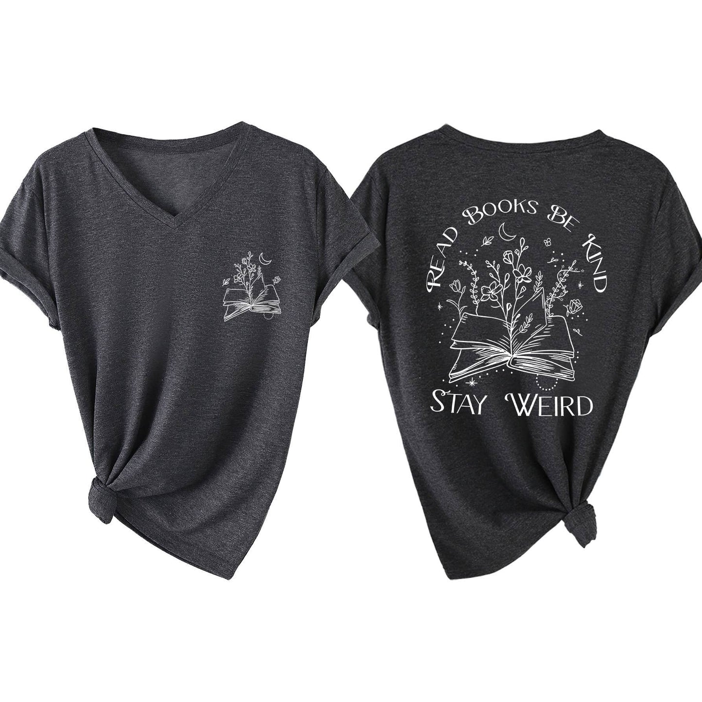 V-neck short-sleeved double-sided printed Top