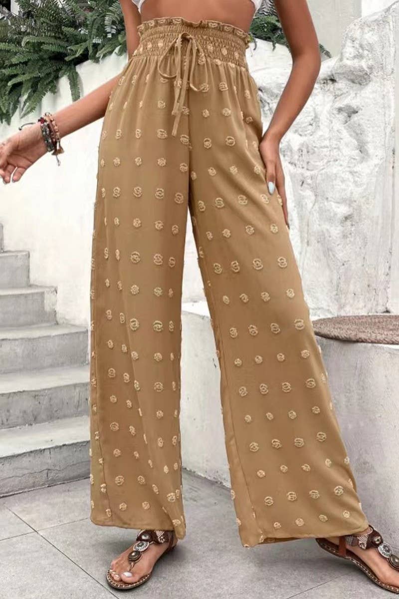 CWBLP1977_HIGH WAIST JACQUARD WIDE LEG LOUNGE PANTS