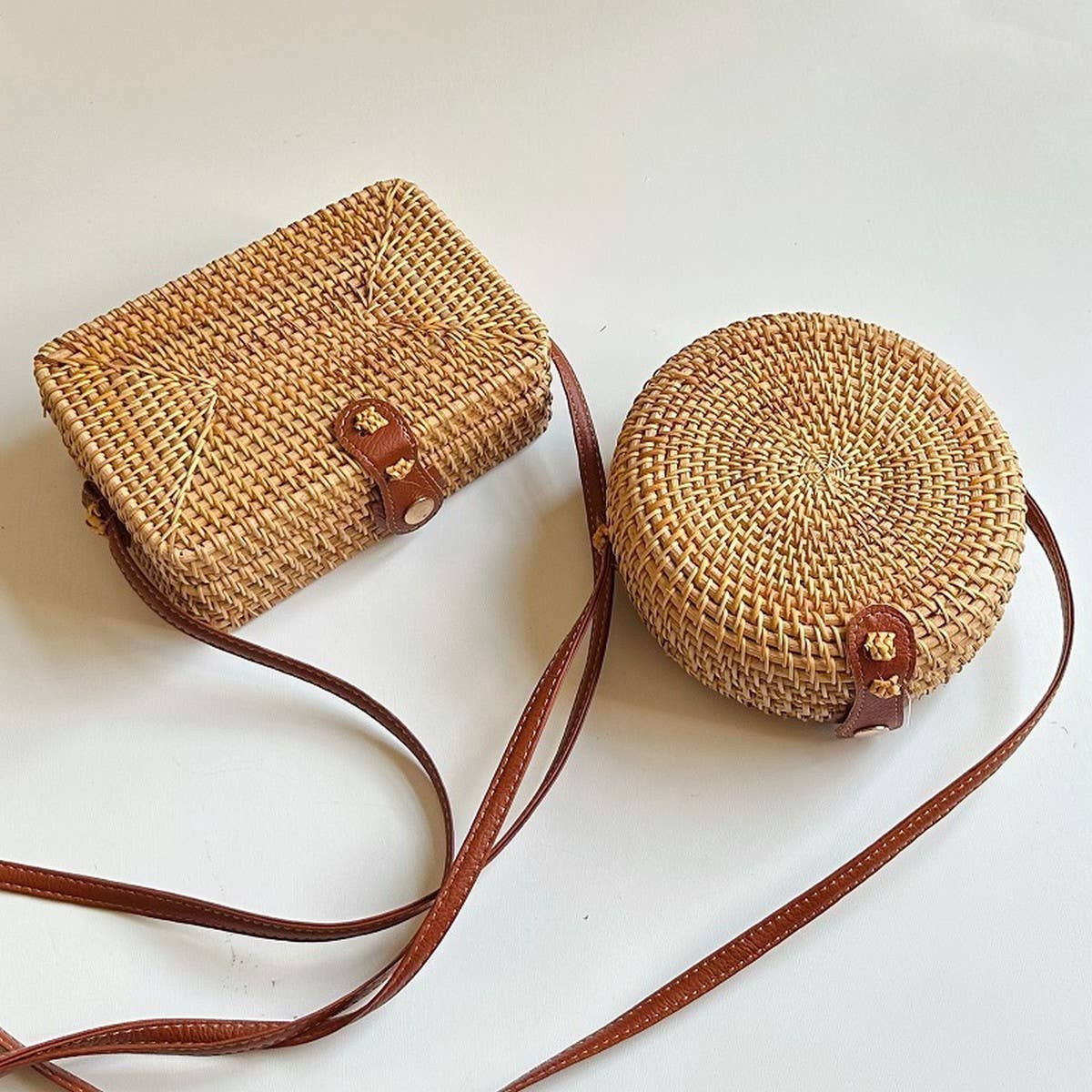 VINTAGE AUTUMN RATTAN SHOULDER CROSSBODY BAG