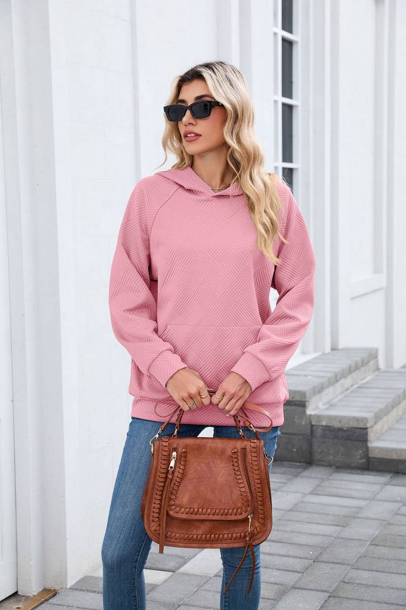 CWOHOL00661_SOLID HOODED POCKET CASUAL SWEATSHIRT