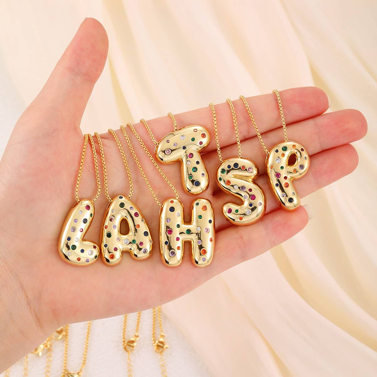 Creative Glossy Colorful Letter Pendant Necklace