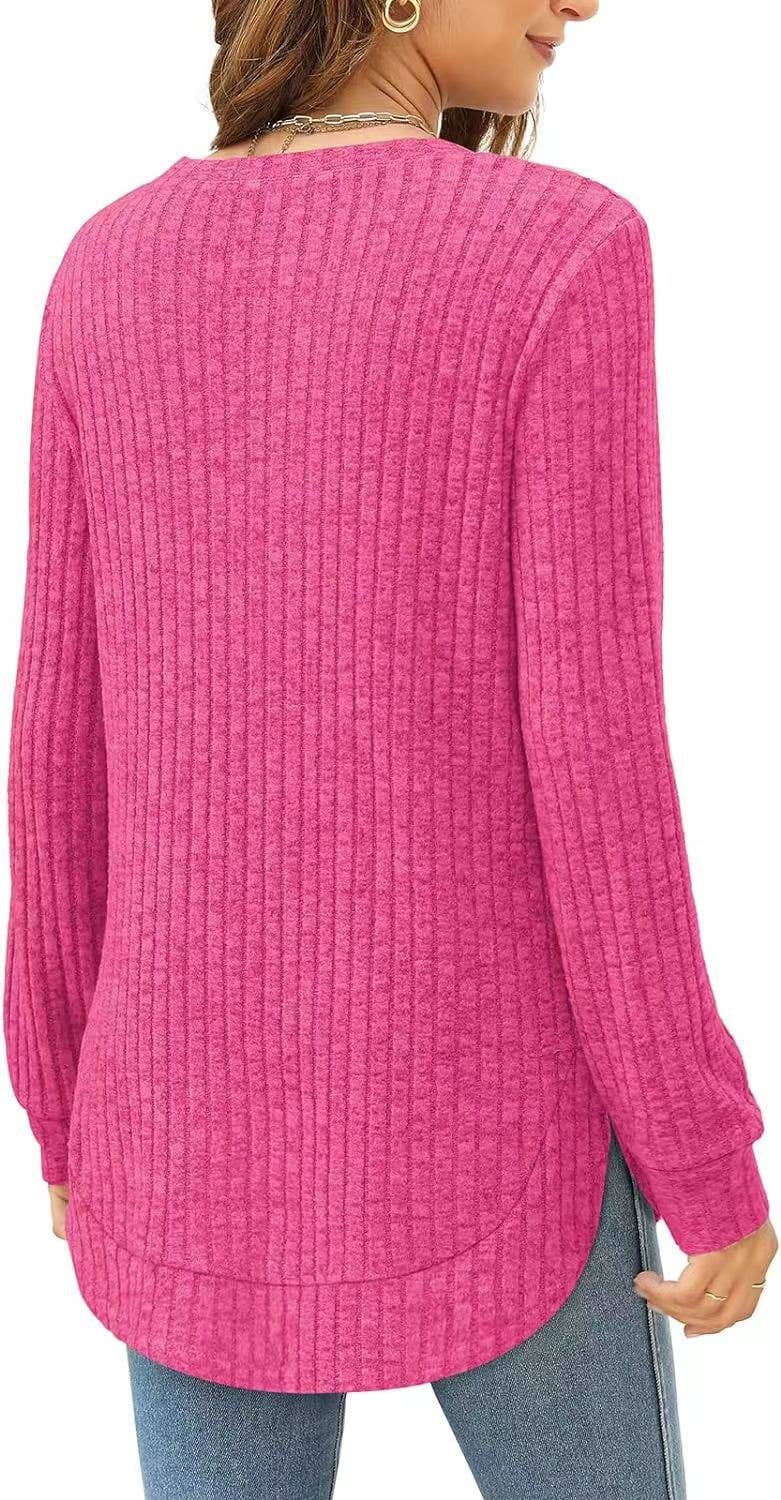 SOLID COLOR ROUND NECK LONG SLEEVE BRUSHED SHIRT