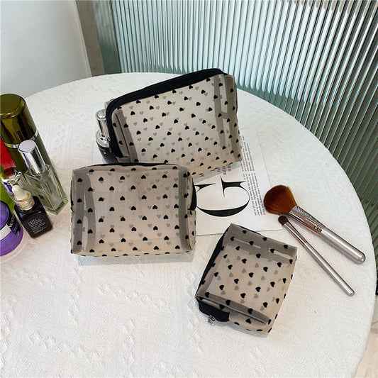 NEW FASHION MESH FLOCKING LOVE COSMETIC BAG_CWAB4496
