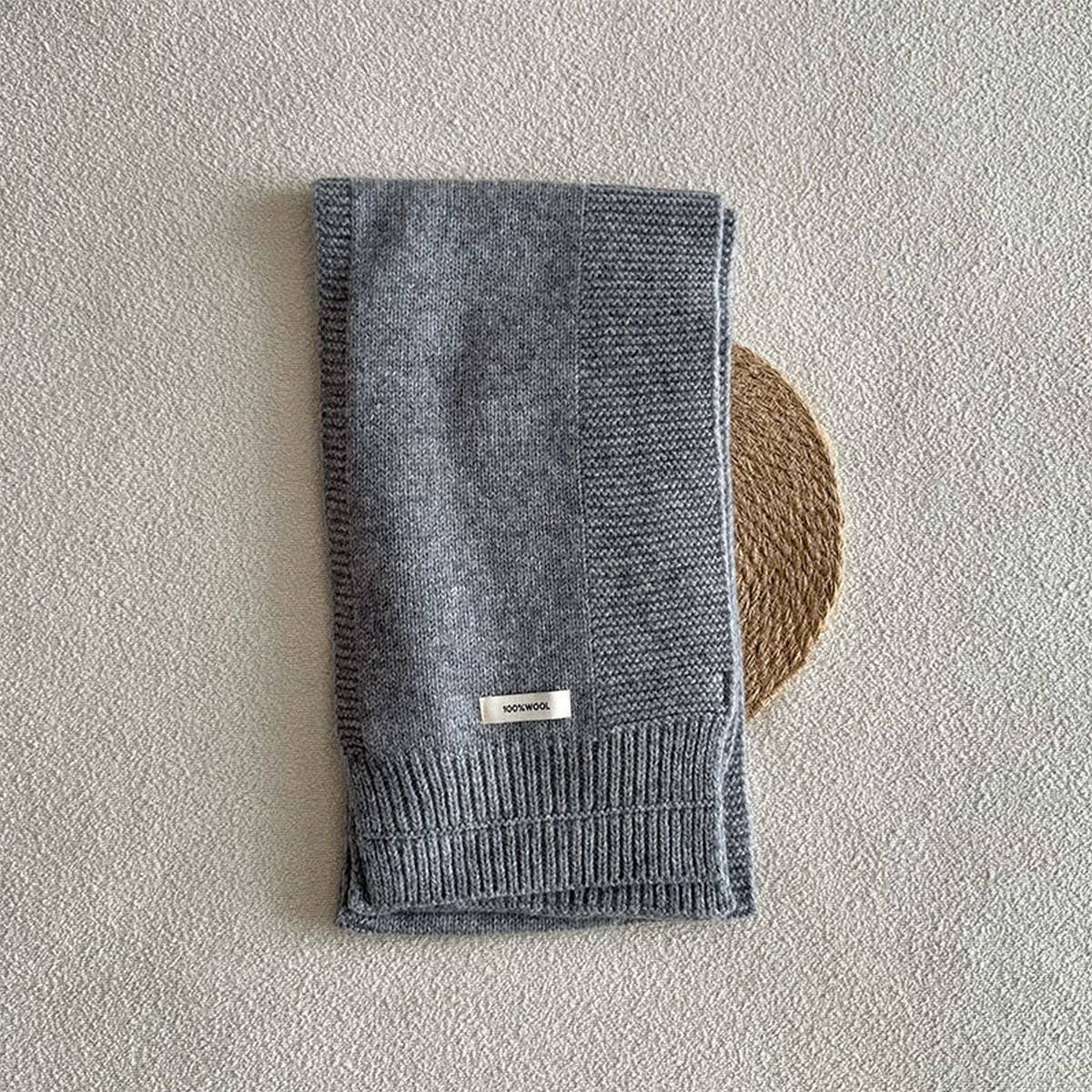 100% Wool Solid Striped Knit Scarf Unisex_CWASC2333