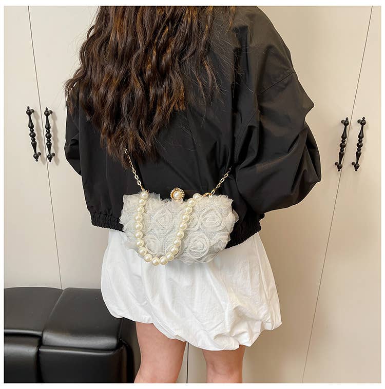 Floral hand-held Chinese-style crossbody bag