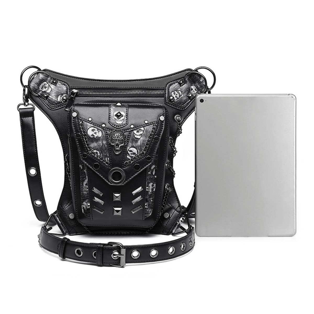 RETRO SKULL STEAMPUNK LEG BAG WALLET_CWAB0647