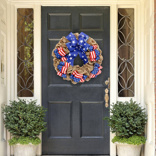 USA Flag Dual Ribbon Wreath for July 4th Decor_CWAJE05387