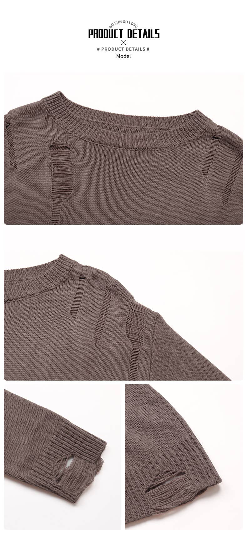Hollowed-out solid-color loose knitted sweater