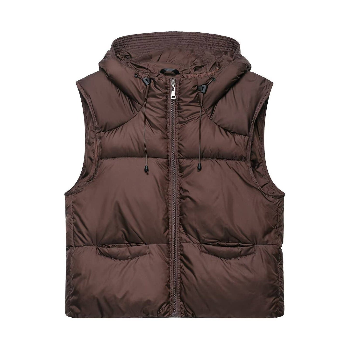 Sleeveless loose casual hooded vest jacket