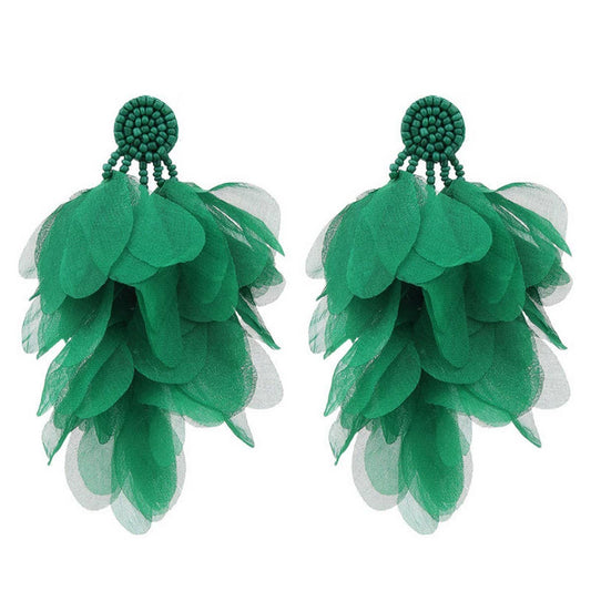 Handmade Fabric Tassel Earrings Bold Statement