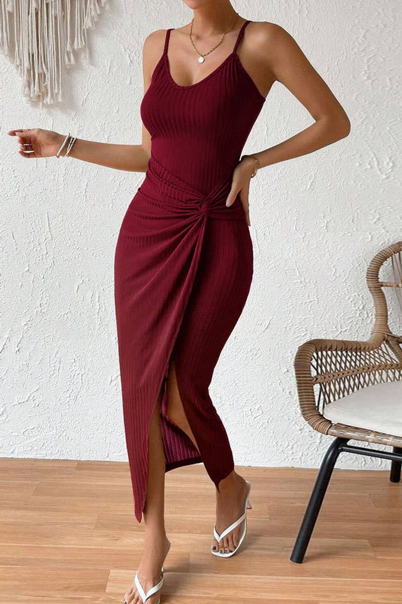 CWDMD5918_SEXY BACKLESS SPAGHETTI STRAP SLIT BODYCON DRESS