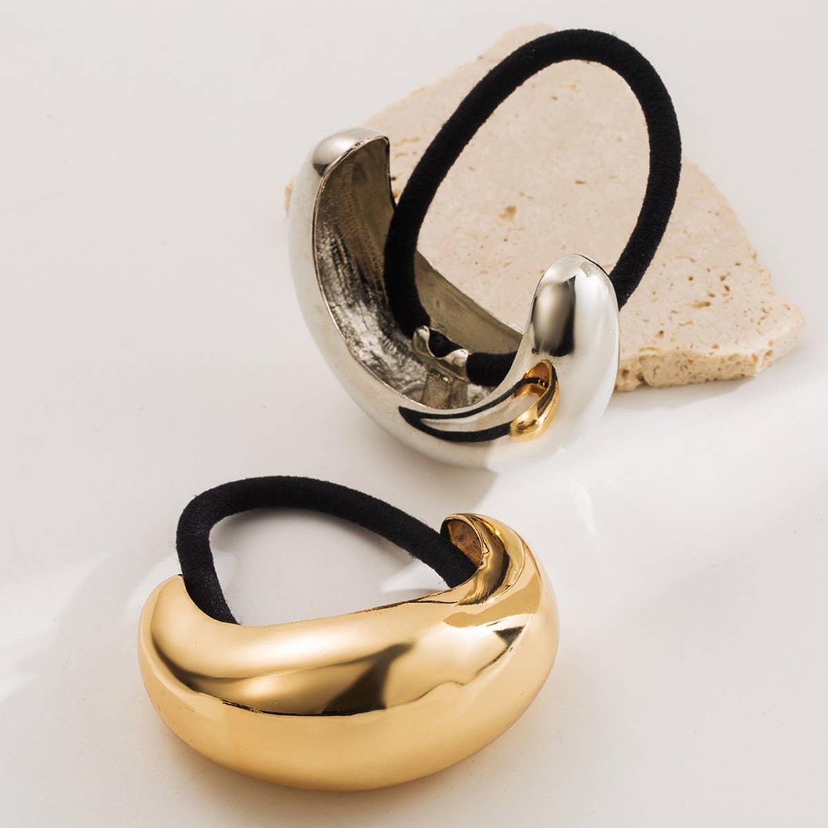 Glossy Geometric Metal High Ponytail Hair Tie