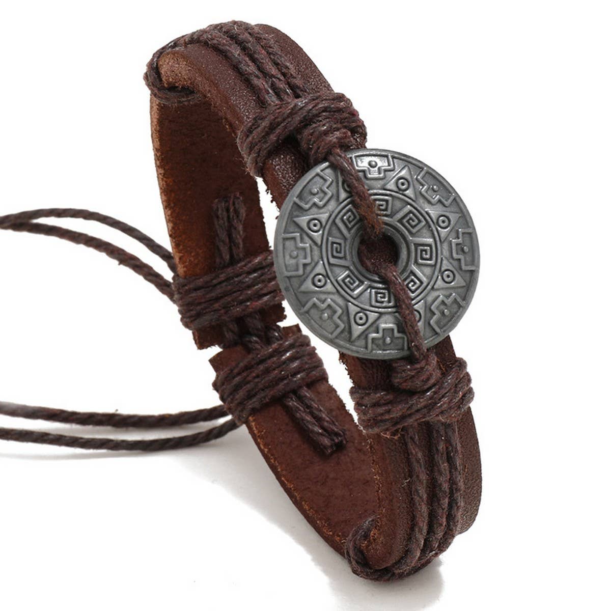 HAND-WOVEN ALLOY VINTAGE COWHIDE BRACELET