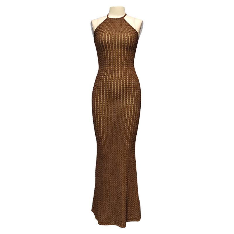 Elegant sleeveless knitted dress with a neckline