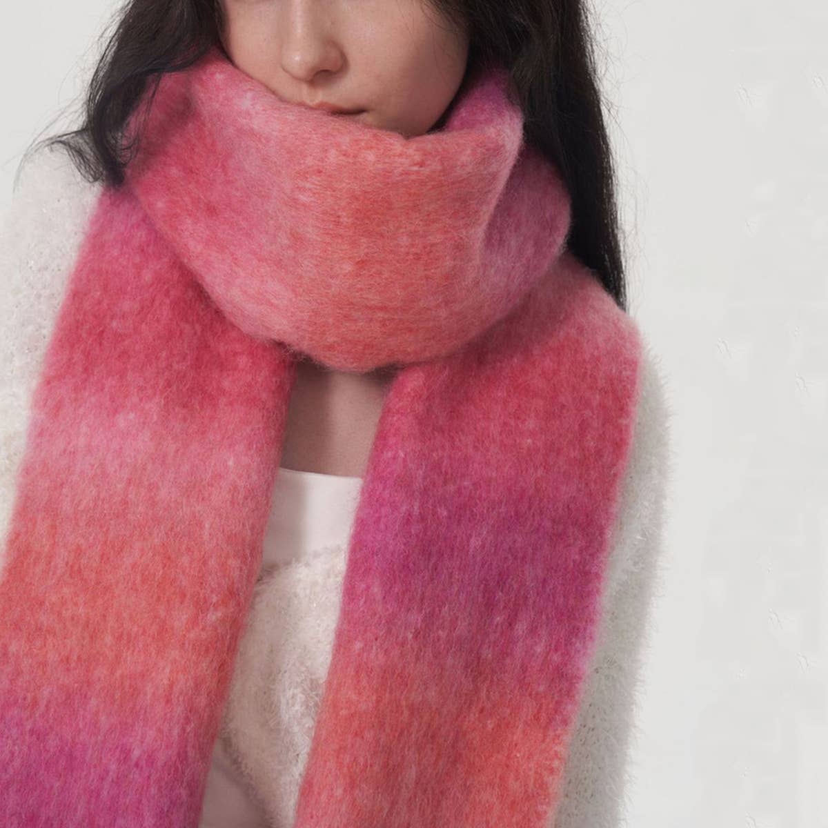 Gradient Wool Scarf for Women-Luxury Winter Warmth