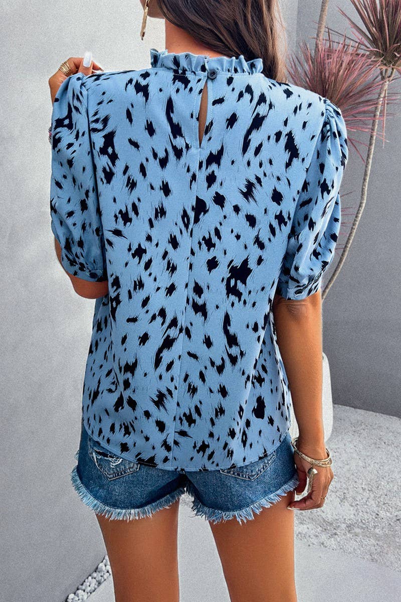 TEMPERAMENT CASUAL PRINTED SHORT SLEEVE TOP_CWTSTS0170