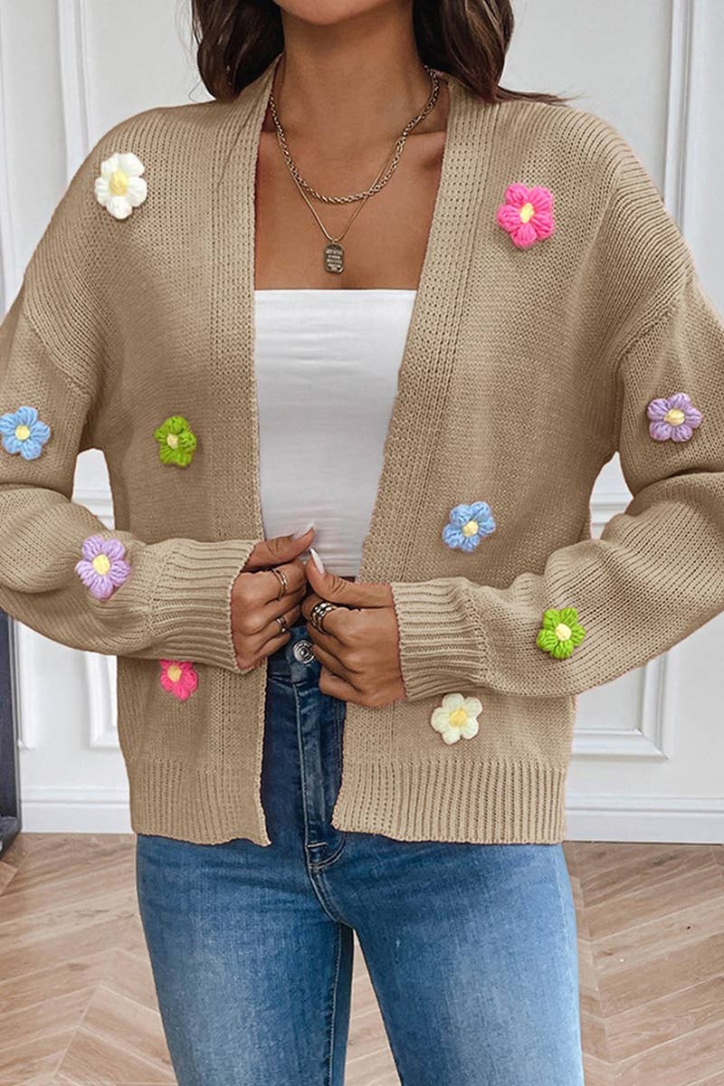 WOMEN KNITTED FLOWER CARDIGAN_CWOCAL0501