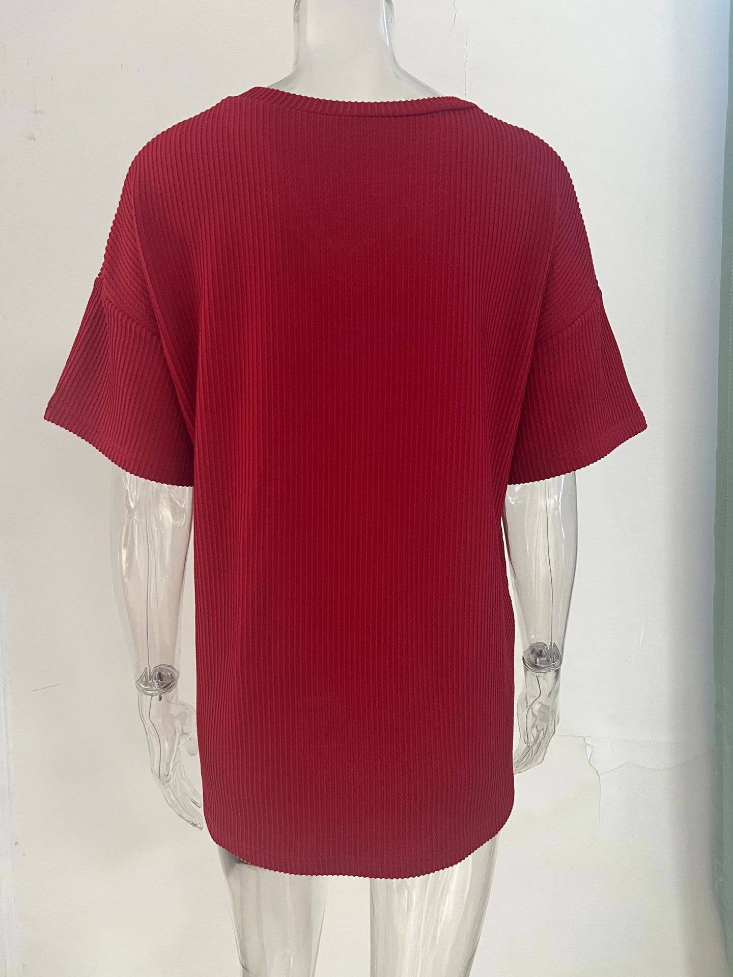 V-neck loose short-sleeved solid color T-shirt