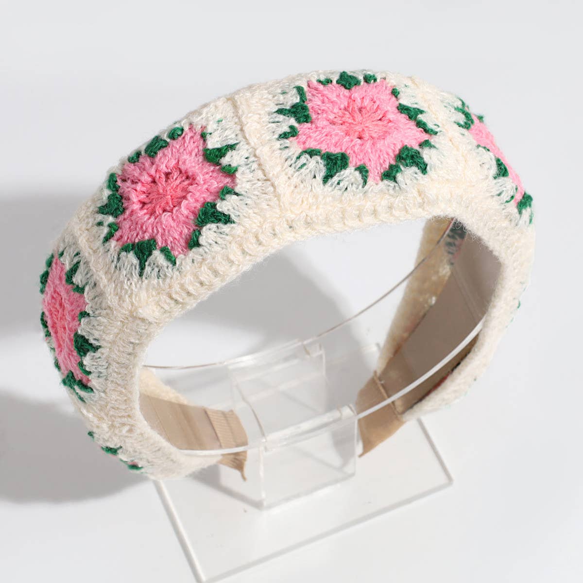 PASTORAL STYLE KNITTED FLOWER BRAIDED HEADBAND_CWAHA2261