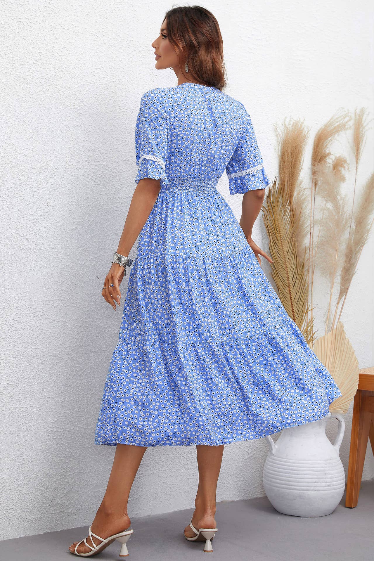 FASHION FLORAL SLIM-FIT WAIST LONG DRESS