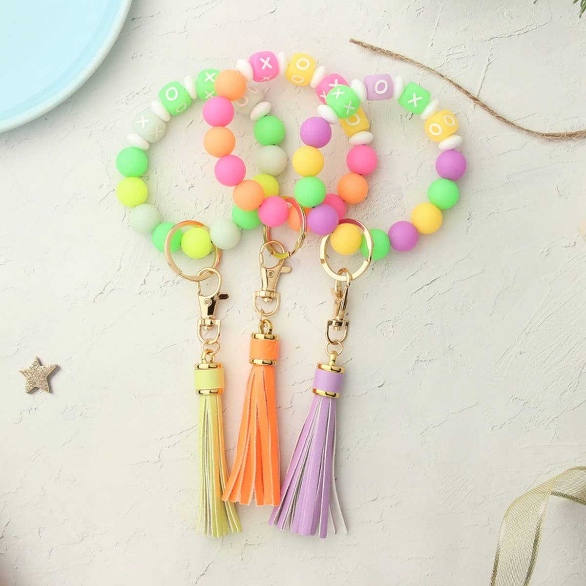 Glow-in-the-Dark Wristband with Tassel Keychain