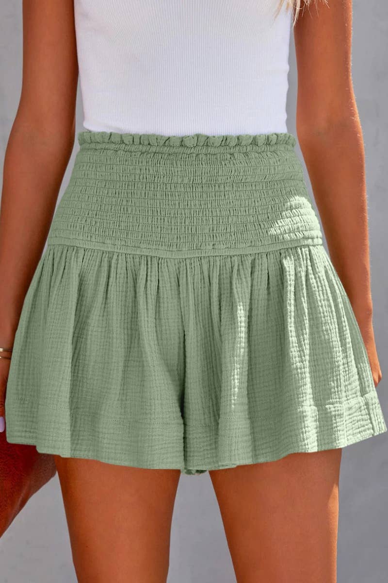 CWBSP0366_CASUAL HIGH-WAISTED PLEATED THREE-QUARTER PANTS